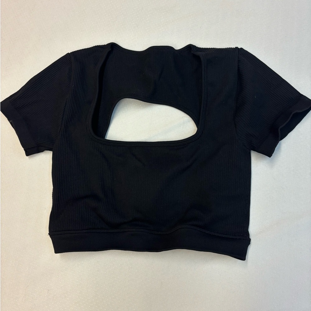 Black Open-Back Women's Workout Top